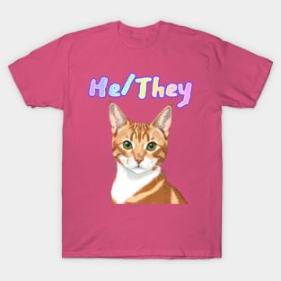 Crookie - He/They Rainbow Text Pink T-Shirt